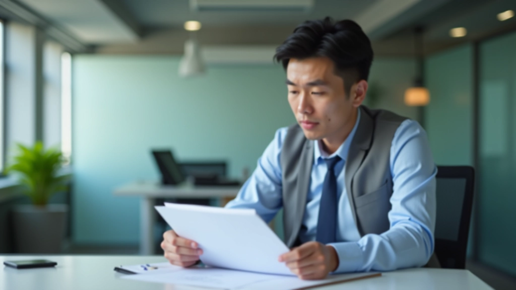 Professional financial advisor reviewing documents in modern office