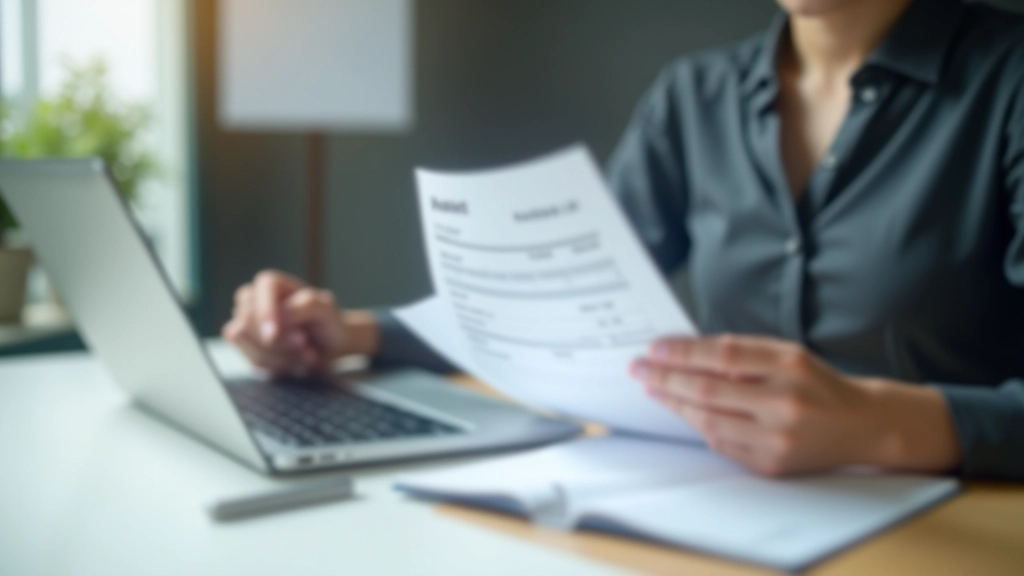 Person reviewing payslip details on laptop, checking for accuracy and discrepancies