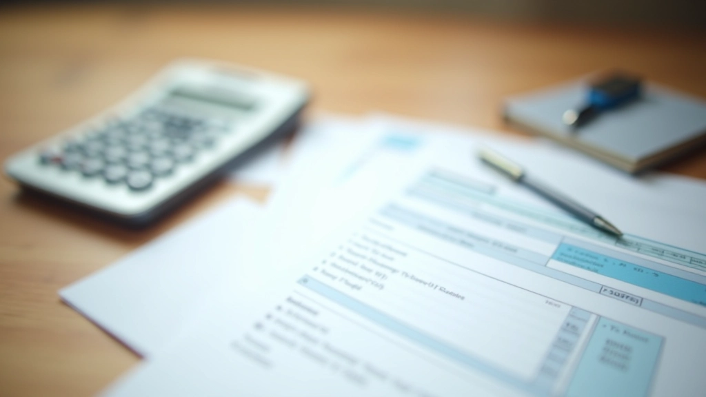 Tax documents and calculator showing salary tax calculation breakdown